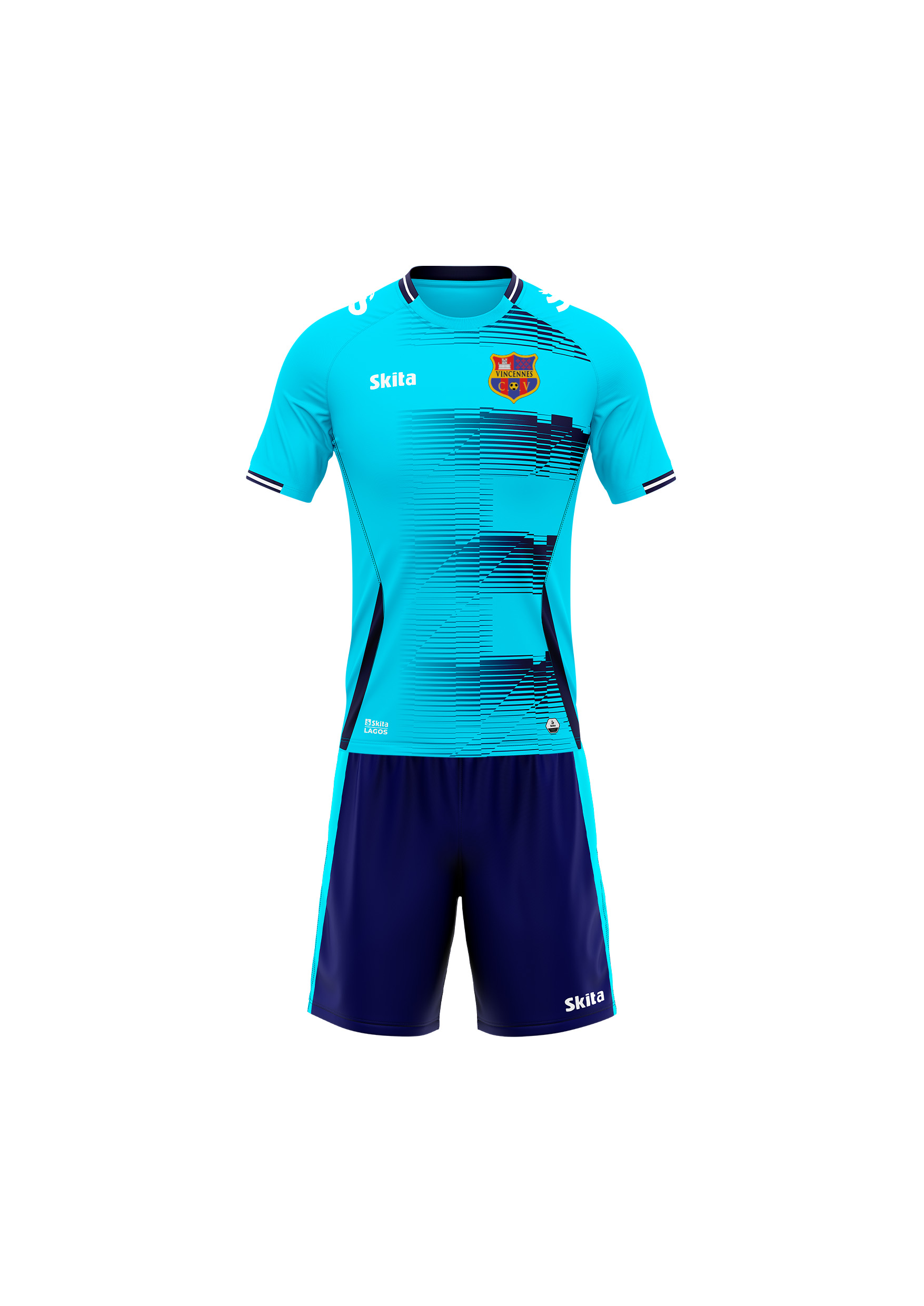 Maillot/short LAGOS (Bleu Ciel/ Bleu nuit) (CO VINCENNES)
